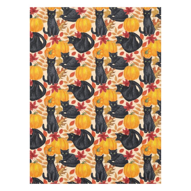 Katzen und Kürbis Tischdecke (Vorderseite)
