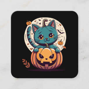 Katzen und Kürbisse für ein glückliches Halloween! Quadratische Visitenkarte