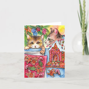 Katzen und Lebkuchengebäck Urlaub Freude Dankeskarte