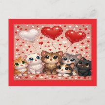 Katzen und Luftballons Hochzeitsverlobungsanzeige