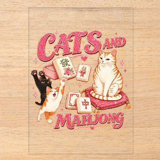Katzen und Mahjong Acryleinladungen