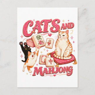 Katzen und Mahjong Ankündigungspostkarte