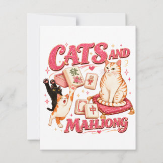 Katzen und Mahjong Einladung