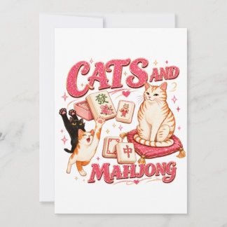 Katzen und Mahjong Mitteilungskarte