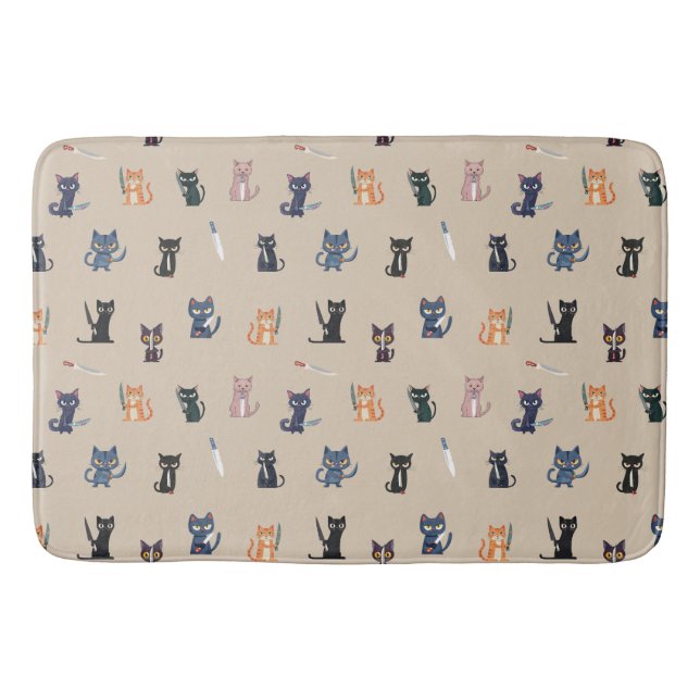 Katzen und Messer Bath Mat Badematte (Vorderseite)