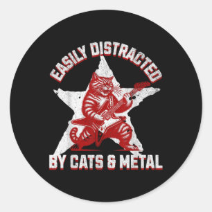 Katzen und Metalllüfter Metalhead Heavy Rock Star Runder Aufkleber