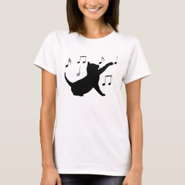 Katzen- und Musiknotizen in der Silhouette T-Shirt