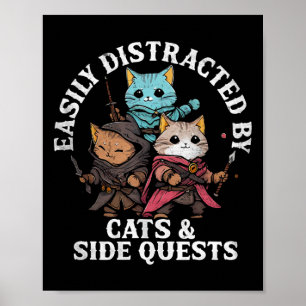 Katzen und Nebenquests Fantasy Gamer Katzen Design Poster