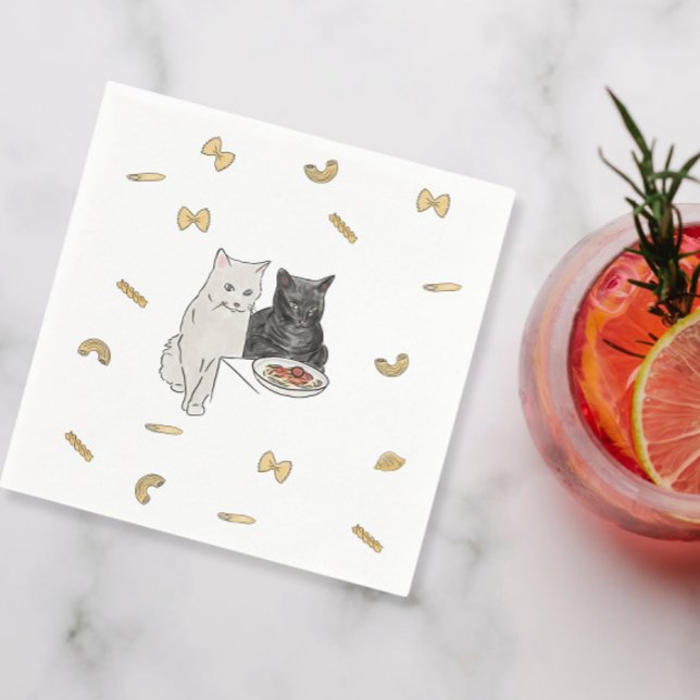 Katzen und niedliche Pasta Serviette (Von Creator hochgeladen)