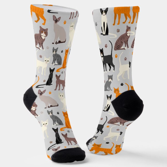 Katzen und Paw-Drucksocken Socken (Gewinkelt)
