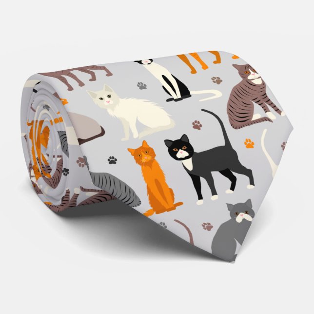 Katzen- und Paw-Prints Krawatte (Gerollt)