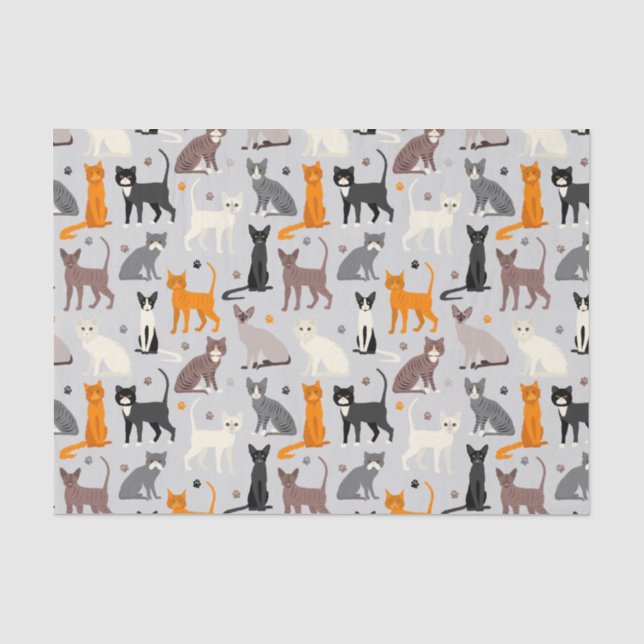 Katzen- und Paw-Prints Seidenpapier (Vorderseite)