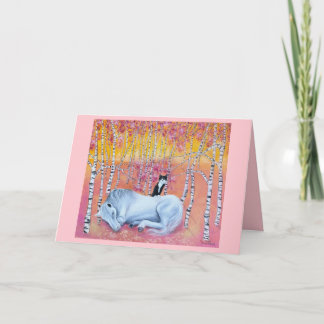 Katzen- und Pferdefreunde - Whimsical Art Karte
