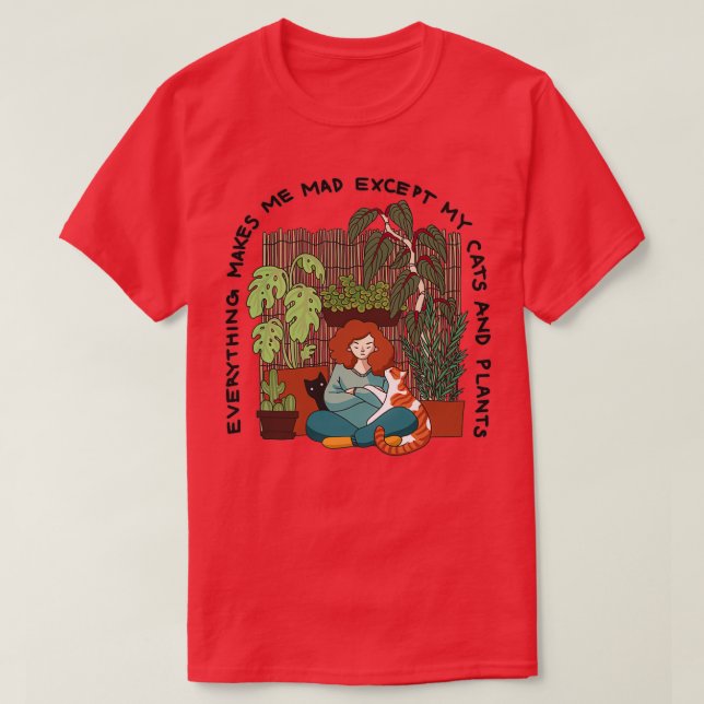 Katzen und Pflanze A T-Shirt (Design vorne)