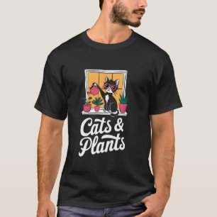 Katzen Und Pflanzen Katze Bewässert Pflanzen Pflan T-Shirt