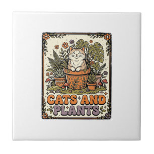 Katzen Und Pflanzen Katze Pflanzen Cottagecore Vin Fliese