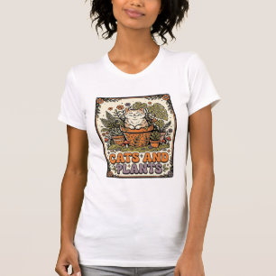 Katzen Und Pflanzen Katze Pflanzen Cottagecore Vin T-Shirt