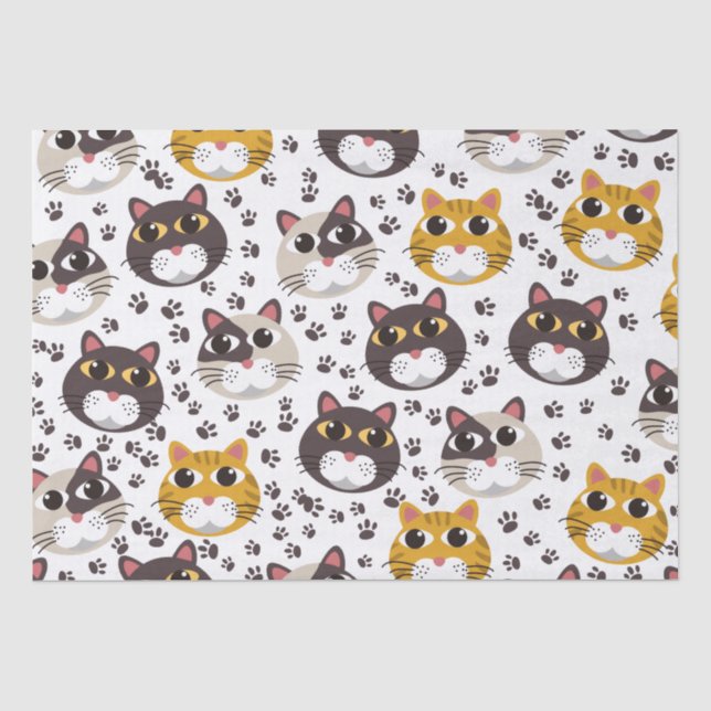 Katzen und Pfoten drucken Musterpapier Seidenpapier (Vorderseite)