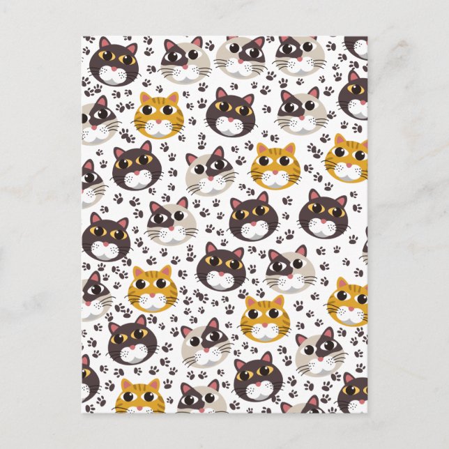 Katzen und Pfotenmuster Postkarte (Vorderseite)