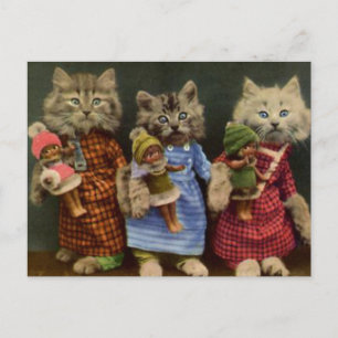 Katzen und Puppen Postkarte