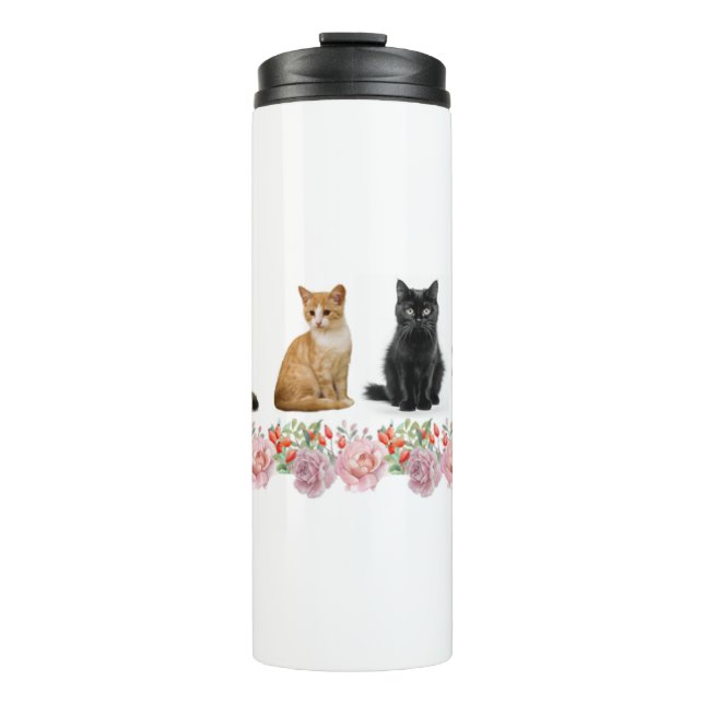 Katzen und Rose Thermosbecher (Vorderseite)