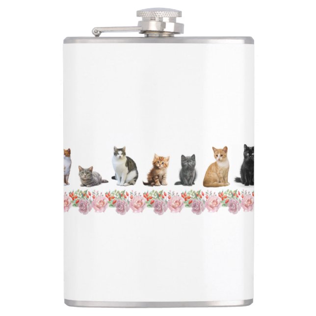 Katzen und Rosen Flachmann (Vorderseite)