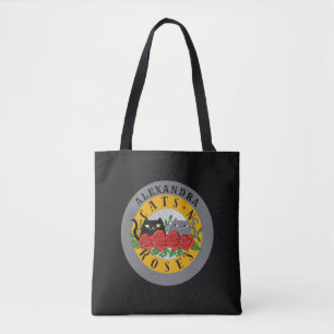 Katzen und Rosen Name Tasche