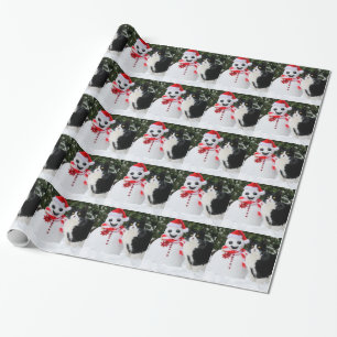 Katzen-und Sankt-Schneemann-Weihnachten Geschenkpapier