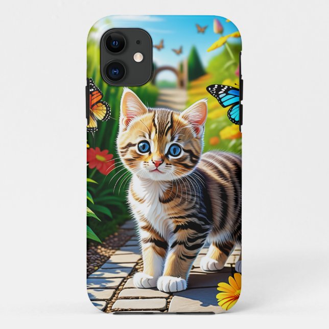 Katzen und Schmetterlinge Case-Mate iPhone Hülle (Rückseite)