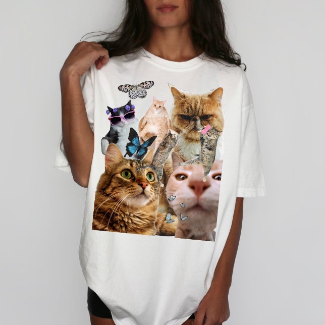 Katzen und Schmetterlinge Collage Shirt (Von Creator hochgeladen)