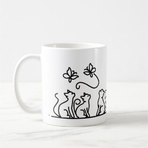Katzen und Schmetterlinge Kaffeetasse