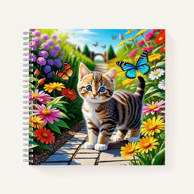 Katzen und Schmetterlinge Notizbuch (Vorderseite)