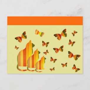 Katzen und Schmetterlinge Postkarte