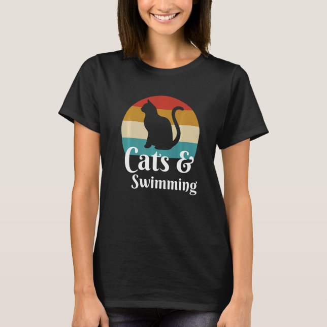 Katzen und Schwimmen T-Shirt (Vorderseite)