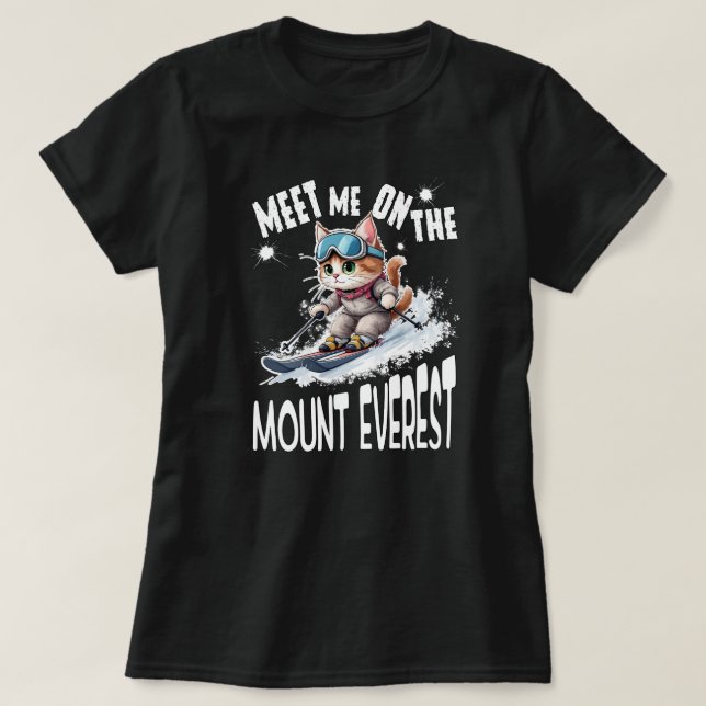 Katzen und Skifahren - T - Shirt der Frau Whisker  (Design vorne)