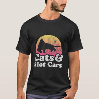Katzen und Slot Cars Mens oder Weibchen Cat and Sl T-Shirt