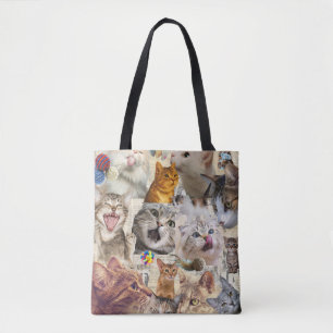 Katzen und Spielzeug Collage Tasche