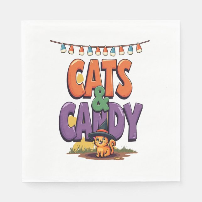 Katzen und Süßigkeiten Serviette (Vorderseite)