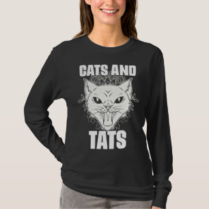 Katzen und Tats Feline Tattoo-Kunst für Gothic-Tin T-Shirt
