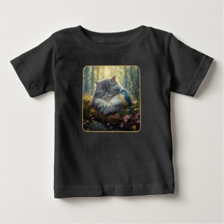 Katzen und Vögel in ruhiger Natur Baby T-shirt