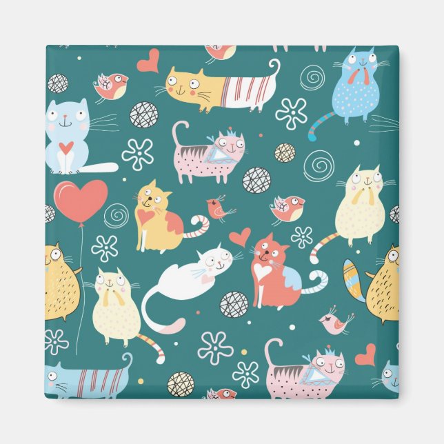 Katzen und Vögel Magnet (Vorne)