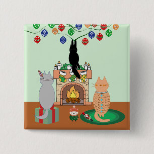 Katzen und Weihnachten - Eine WinterIllustration Button