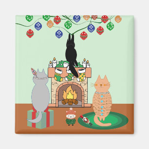 Katzen und Weihnachten - Eine WinterIllustration Magnet