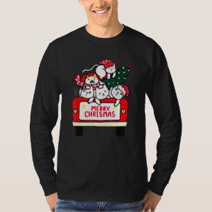 Katzen und Weihnachtsbaum auf rotem Auto Weihnacht T-Shirt