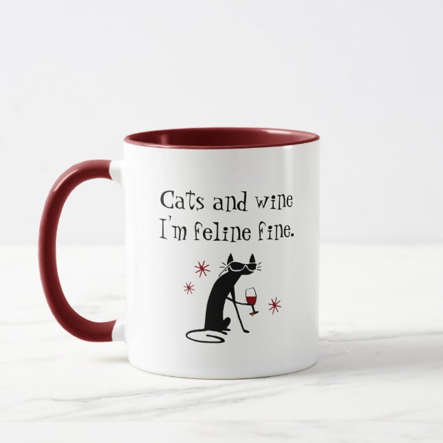 Katzen und Weine Feline Feine Weinlese mit Katze Tasse (Links)