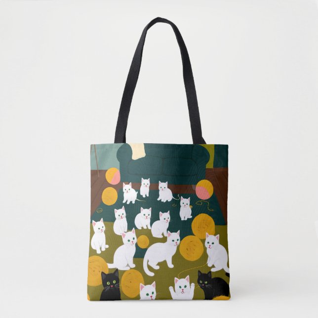 Katzen und Wolle Tasche (Vorderseite)