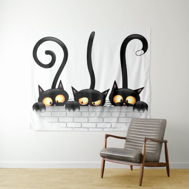 Katzen Ungezogene, spielerische und lustige Charak Wandteppich (Beispiel (Horizontal))