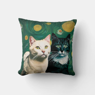 Katzen unter der Sternennacht (Wirbelkissen) Kissen
