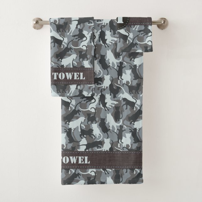 Katzen Urban Camouflage Badhandtuch Set (Insitu)