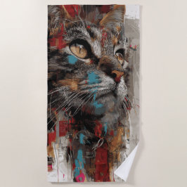 Katzen-Urbane-Street-Art-Porträt Strandtuch